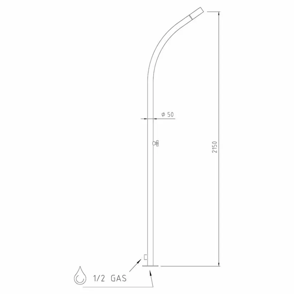 Udendørs brusersøjle i stål med indbygget brusehoved fremstillet i Italien - Yuki Viadurini