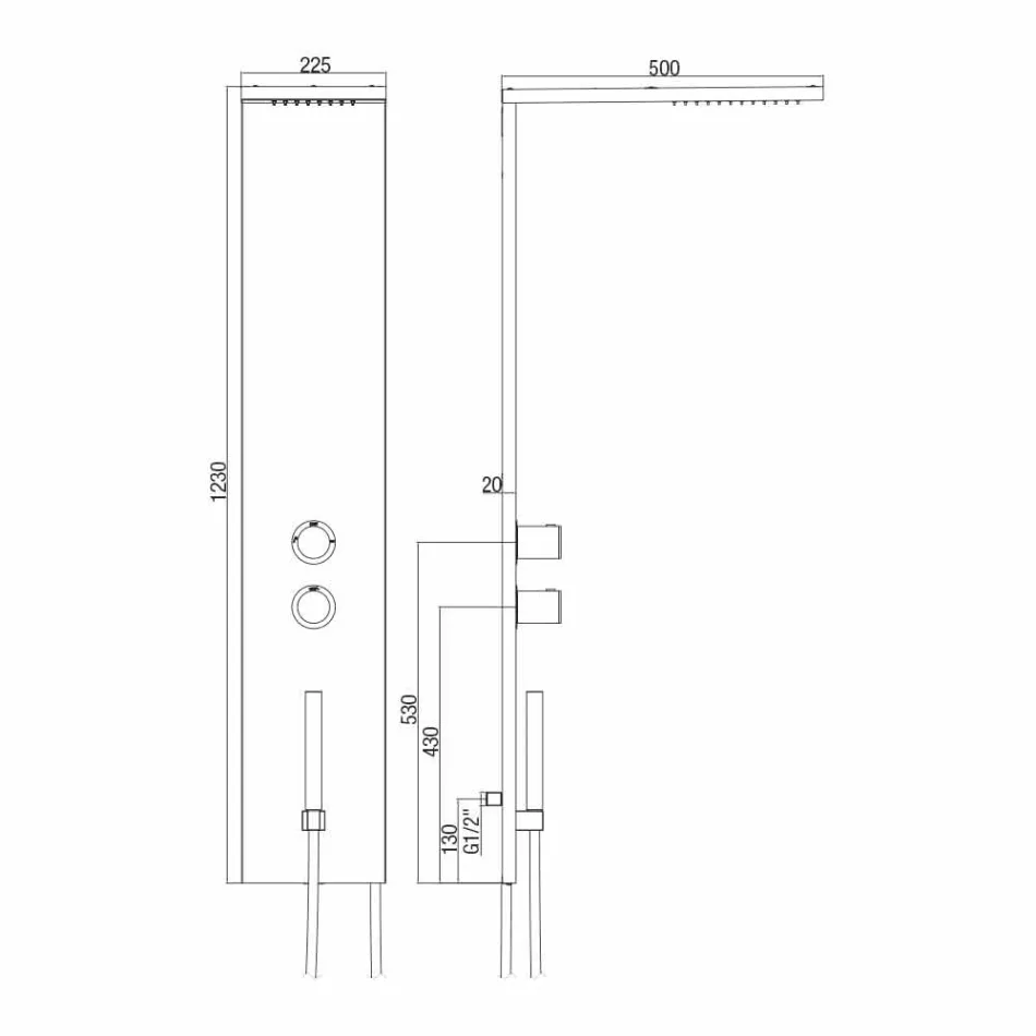 Termostatisk vægbrusersøjle i forkromet rustfrit stål Fremstillet i Italien - Pampo Viadurini