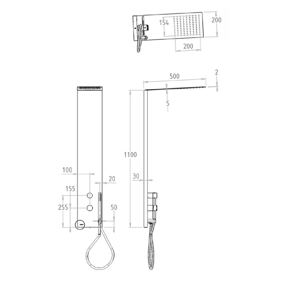 Stål brusesøjle med regnbruserhoved Fremstillet i Italien - Sailor Viadurini