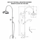 Messingbrusersøjle med rundt brusehoved og håndbruser fremstillet i Italien - Brillo Viadurini