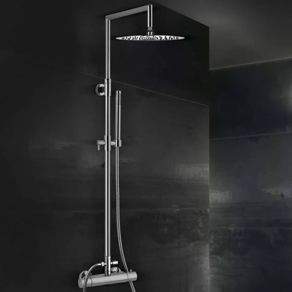 Messingbrusersøjle med rundt ultratyndt brusehoved Fremstillet i Italien - Merio Viadurini