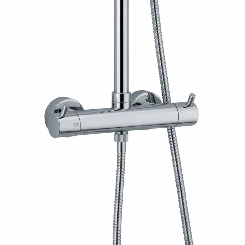 Brusekolonne i forkromet messing med fleksibel slange og håndbruser fremstillet i Italien - Griso Viadurini