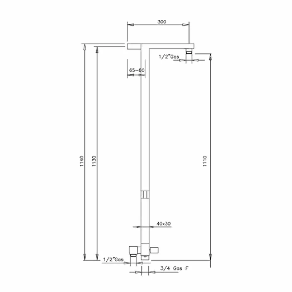 Brusersøjle i forkromet messing med brusehoved af stål Fremstillet i Italien - Marlo Viadurini