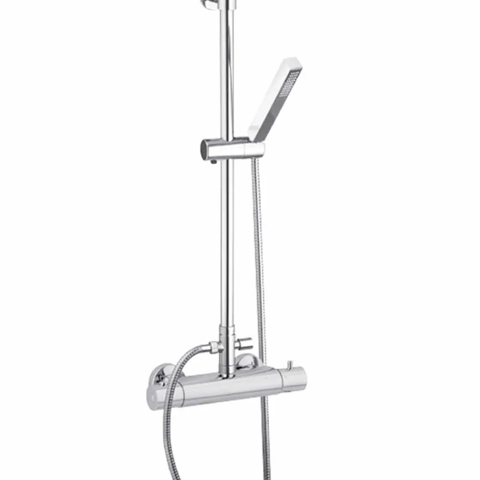 Brusersøjle i forkromet messing med firkantet brusehoved Made in Italy - Studio Viadurini