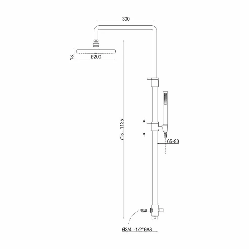 Teleskopisk og justerbar brusekolonne af messing i messing fremstillet i Italien - Naspo Viadurini