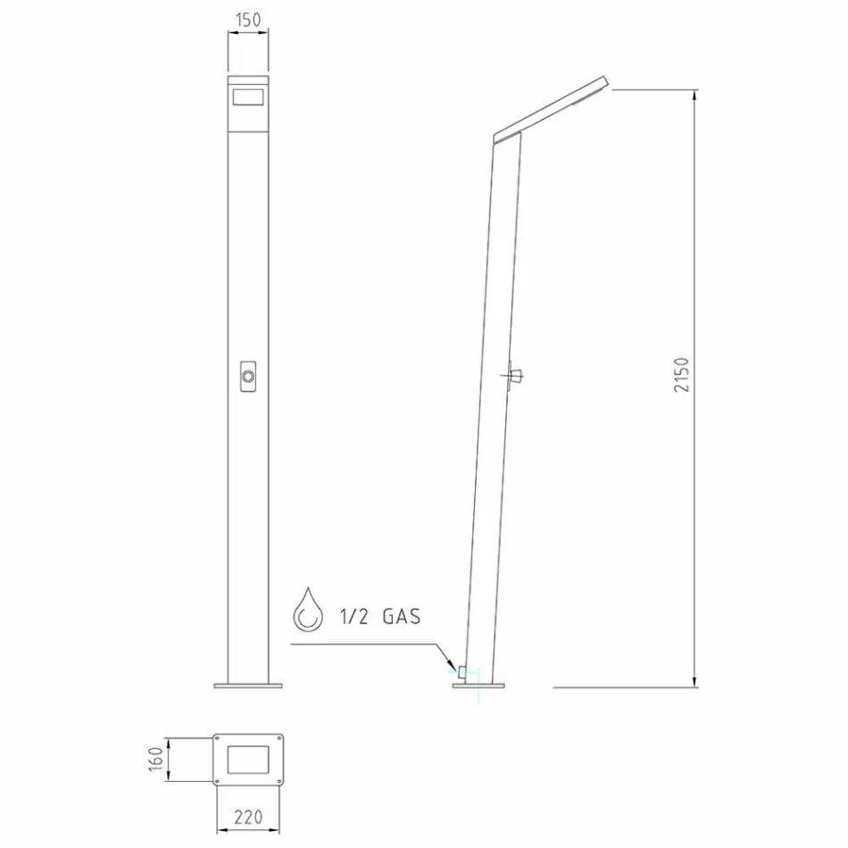 Udendørs solbrusersøjle i rustfrit stål fremstillet i Italien - Werner Viadurini