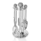 Osteknive i sølvmetal med krystaller 5 stykker - Marfio Viadurini