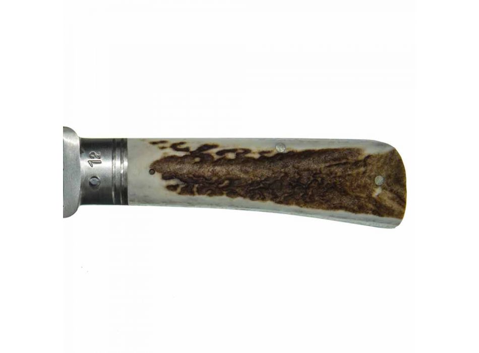 Antik håndværkskniv med horn eller træhåndtag fremstillet i Italien - Mugello Viadurini