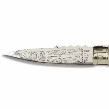 Antik håndlavet kærlighedskniv i horn og stål fremstillet i Italien - Amour