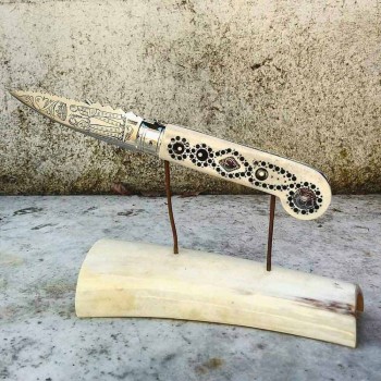 Antik håndlavet kærlighedskniv i horn og stål fremstillet i Italien - Amour