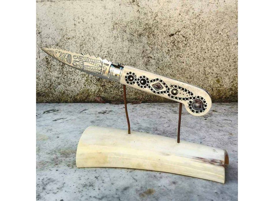 Antik håndlavet kærlighedskniv i horn og stål fremstillet i Italien - Amour Viadurini