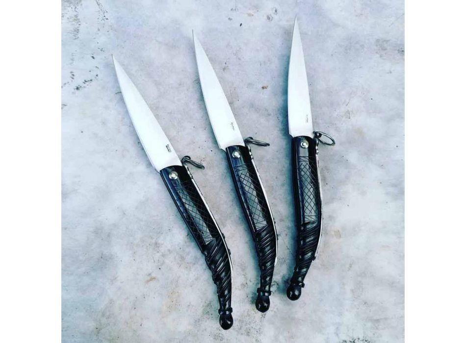 Håndlavet romersk kniv med skralde fjederlukning lavet i Italien - romersk Viadurini
