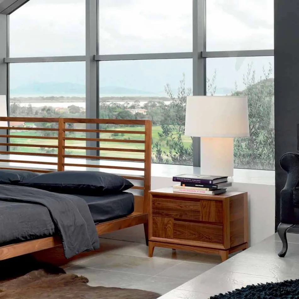 Dresser 2 træ skuffer moderne design massiv valnød, Nino Viadurini