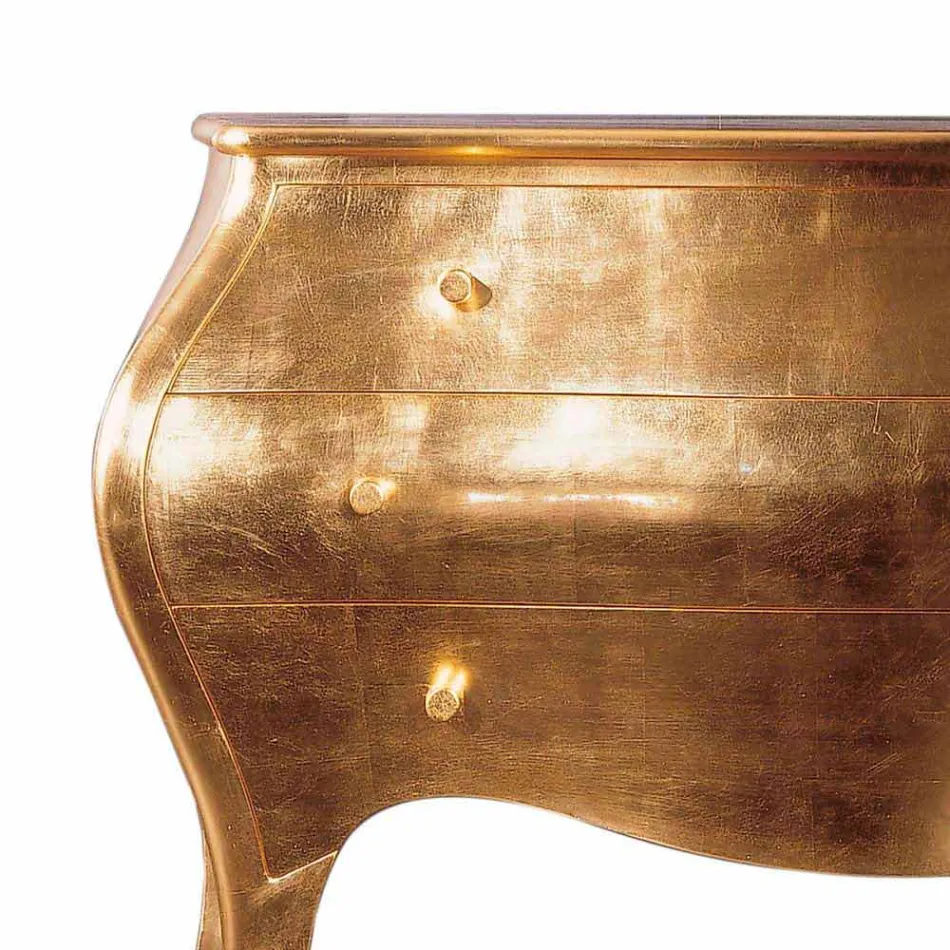 Dresser 3 træ skuffer Solid Gold Design, fremstillet i Italien, Giotto Viadurini