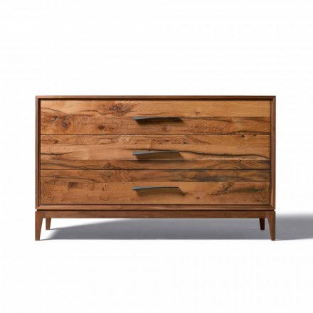 Dresser 3 skuffer valnød moderne design, L 131 x B 55 x H 80 cm, Sandro Viadurini