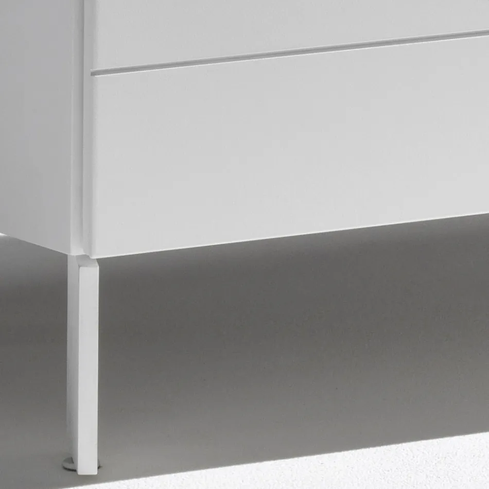 Kommode med 3 skuffer i malet træspånplade - Gemelli Viadurini