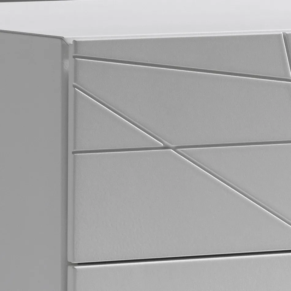 Kommode med 3 skuffer i malet træspånplade - Gemelli Viadurini