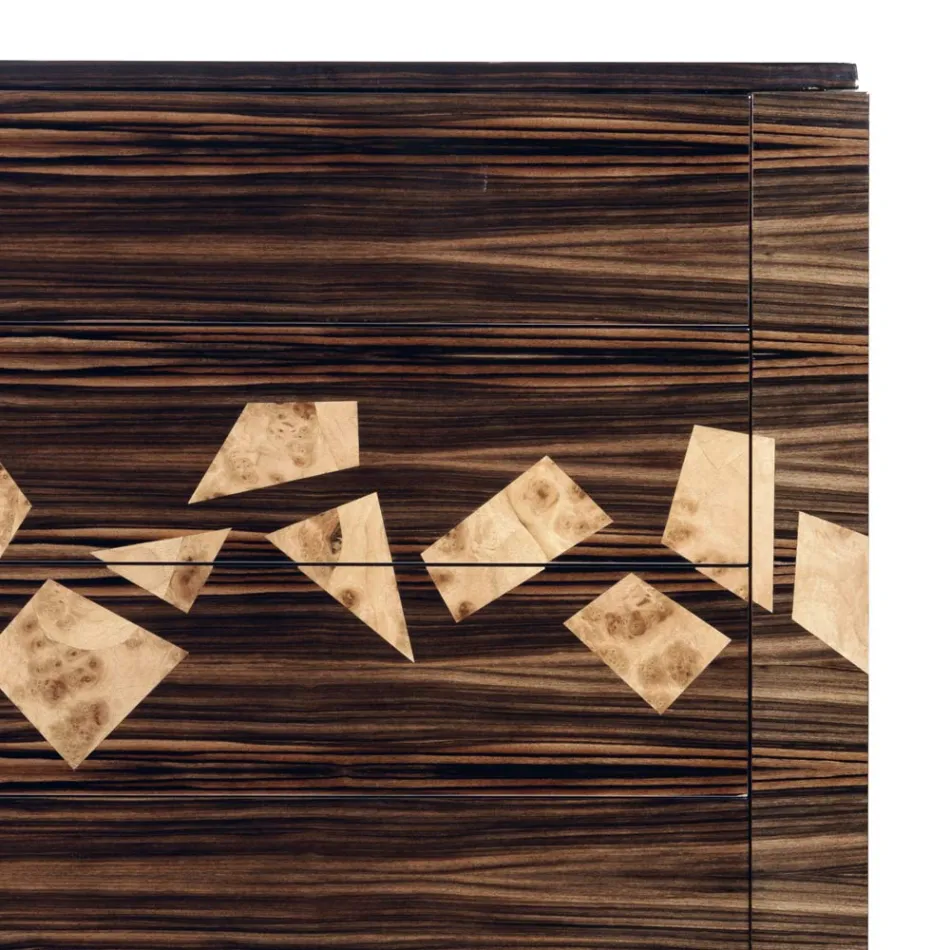 Design ibenholt træ kommode 4Cassetti Grilli Zarafa lavet i Italien Viadurini