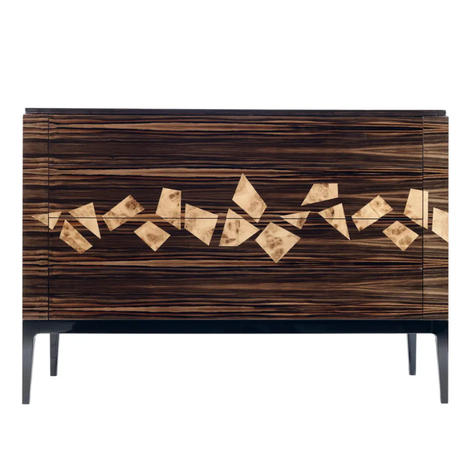 Design ibenholt træ kommode 4Cassetti Grilli Zarafa lavet i Italien Viadurini