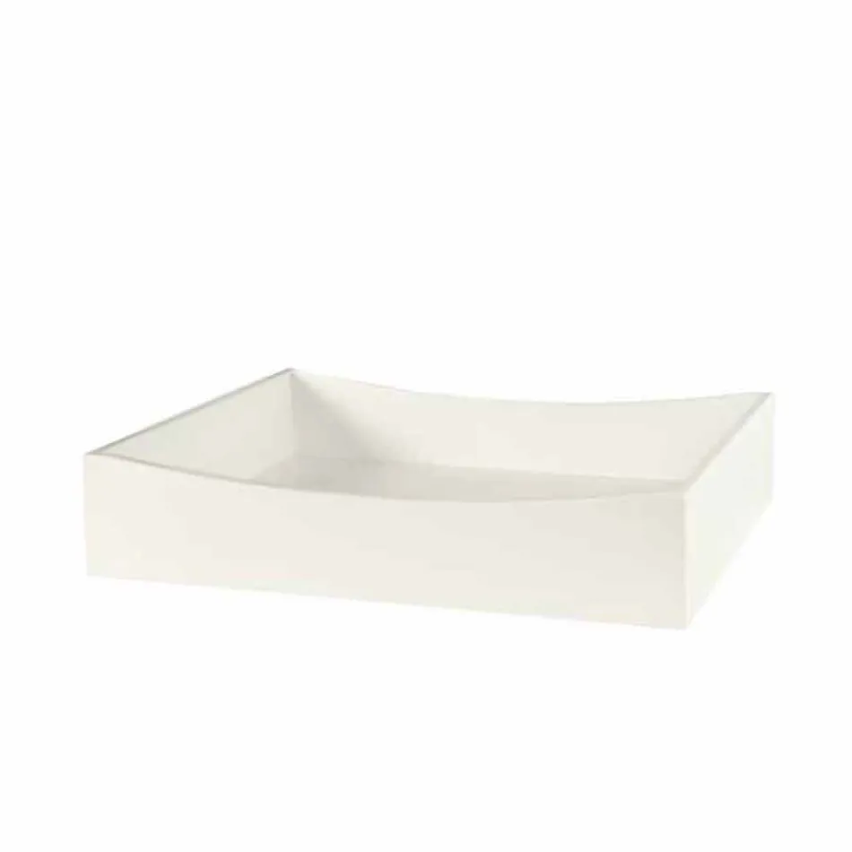 Extralight glas Kommode og seks hvide træ skuffer fremstillet i Italien - Ganzo Viadurini