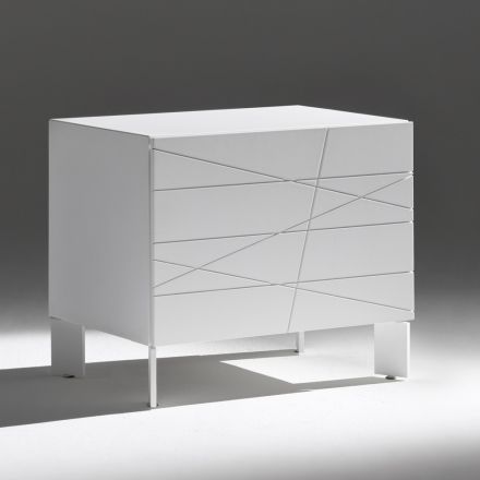 Natbord med 1 skuffe i malet træspånplade - Leone Viadurini