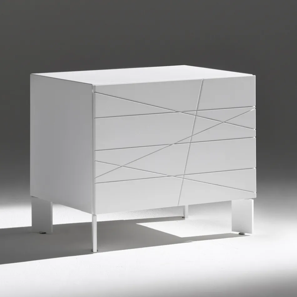 Natbord med 1 skuffe i malet træspånplade - Leone Viadurini