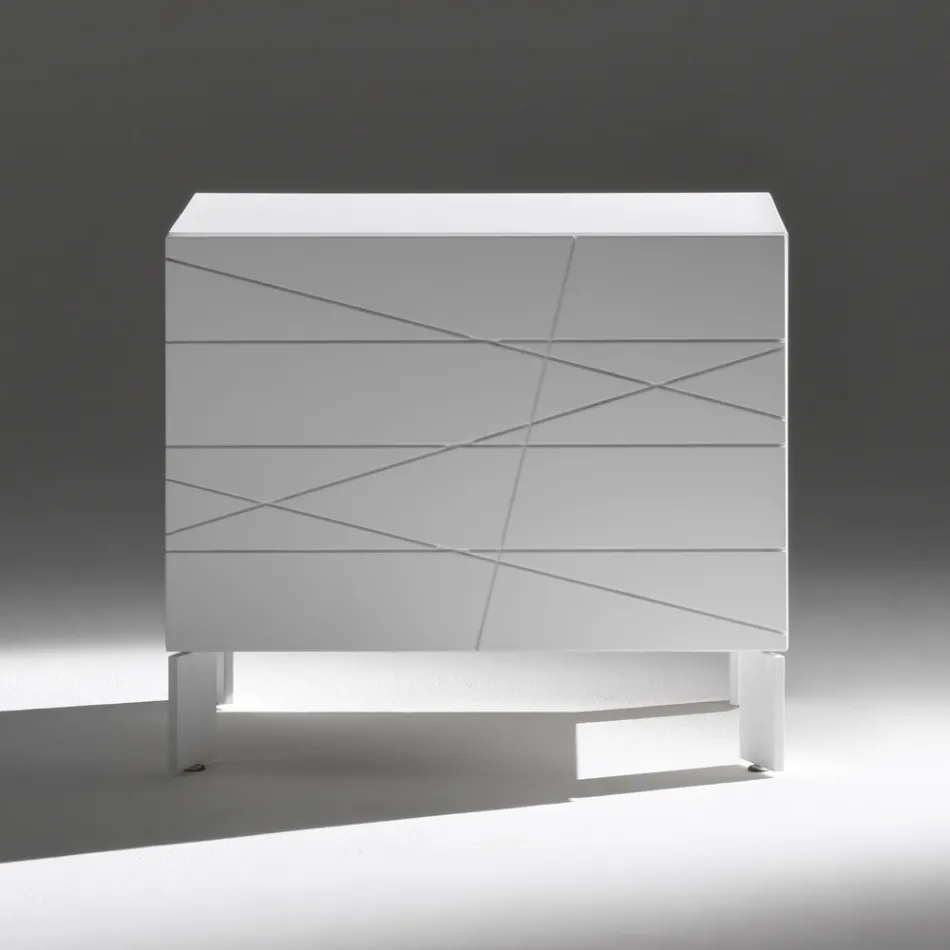 Natbord med 1 skuffe i malet træspånplade - Leone Viadurini