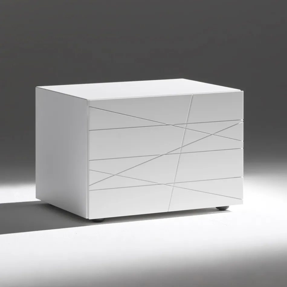 Natbord med 1 skuffe i malet træspånplade - Leone Viadurini