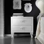 Sengebord med 2 skuffer i Pearl White finish Made in Italy - Bacau Viadurini