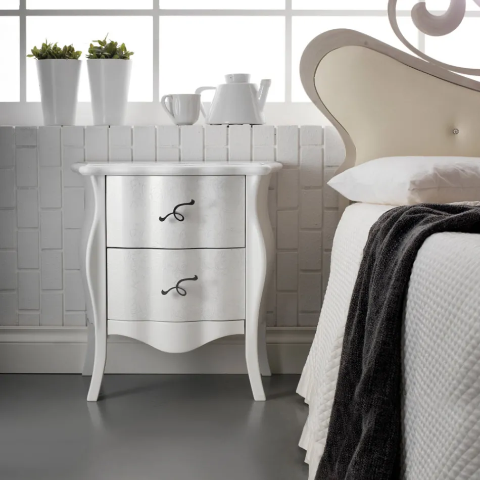 Sengebord med 2 skuffer i limewood blockboard Made in Italy - Babaevo Viadurini