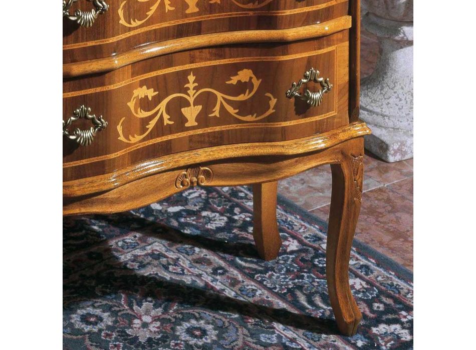 Sengebord med skuffer i valnød eller hvidt træ Made in Italy - Elegant Viadurini