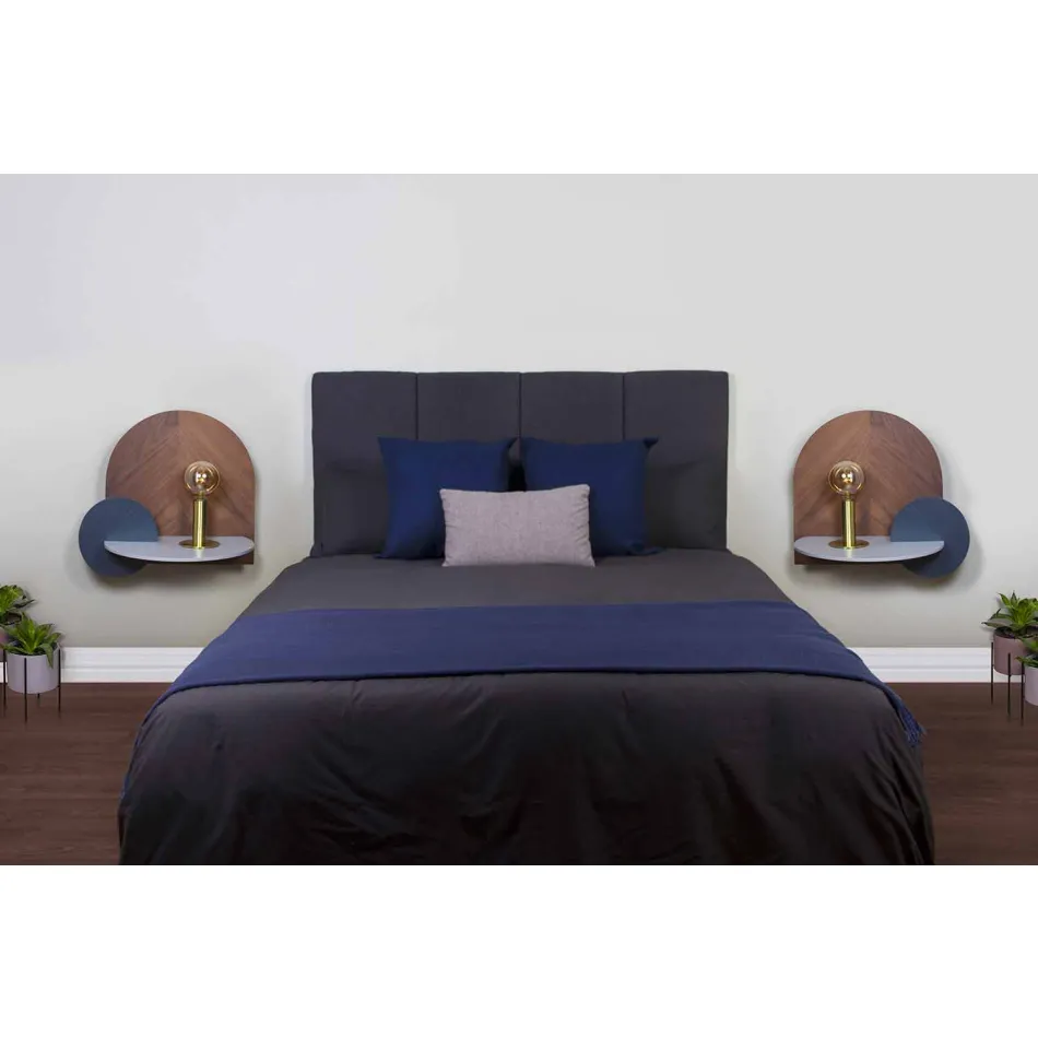 Sengebord i moderne design bestående af 3 modulære krydsfinerpaneler - Marea Viadurini