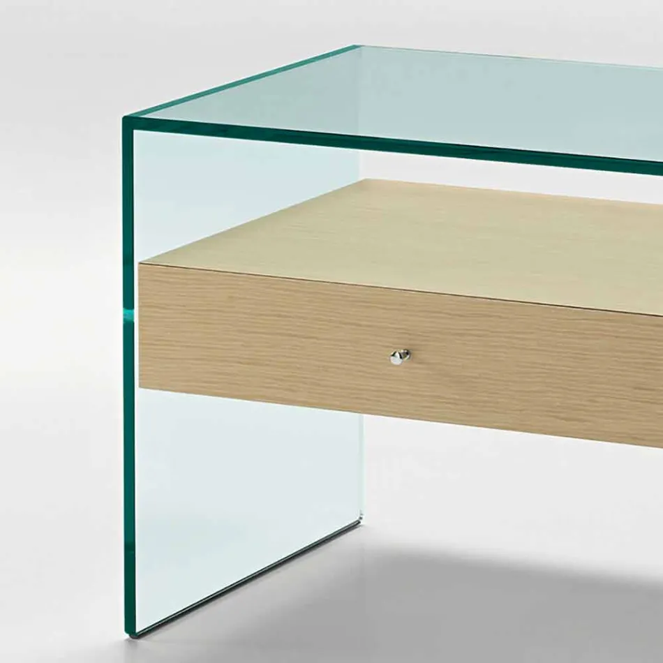 Nattbord i moderne design i ekstra klart glas Made in Italy - Secret Viadurini