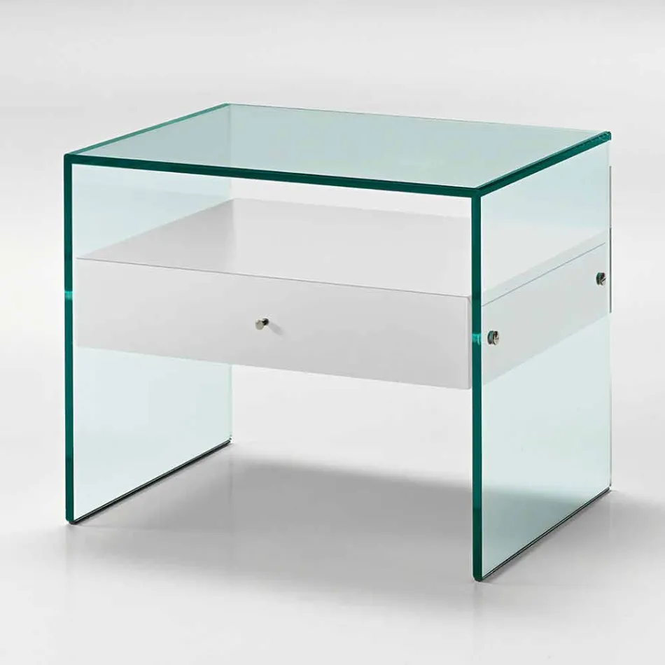 Nattbord i moderne design i ekstra klart glas Made in Italy - Secret Viadurini