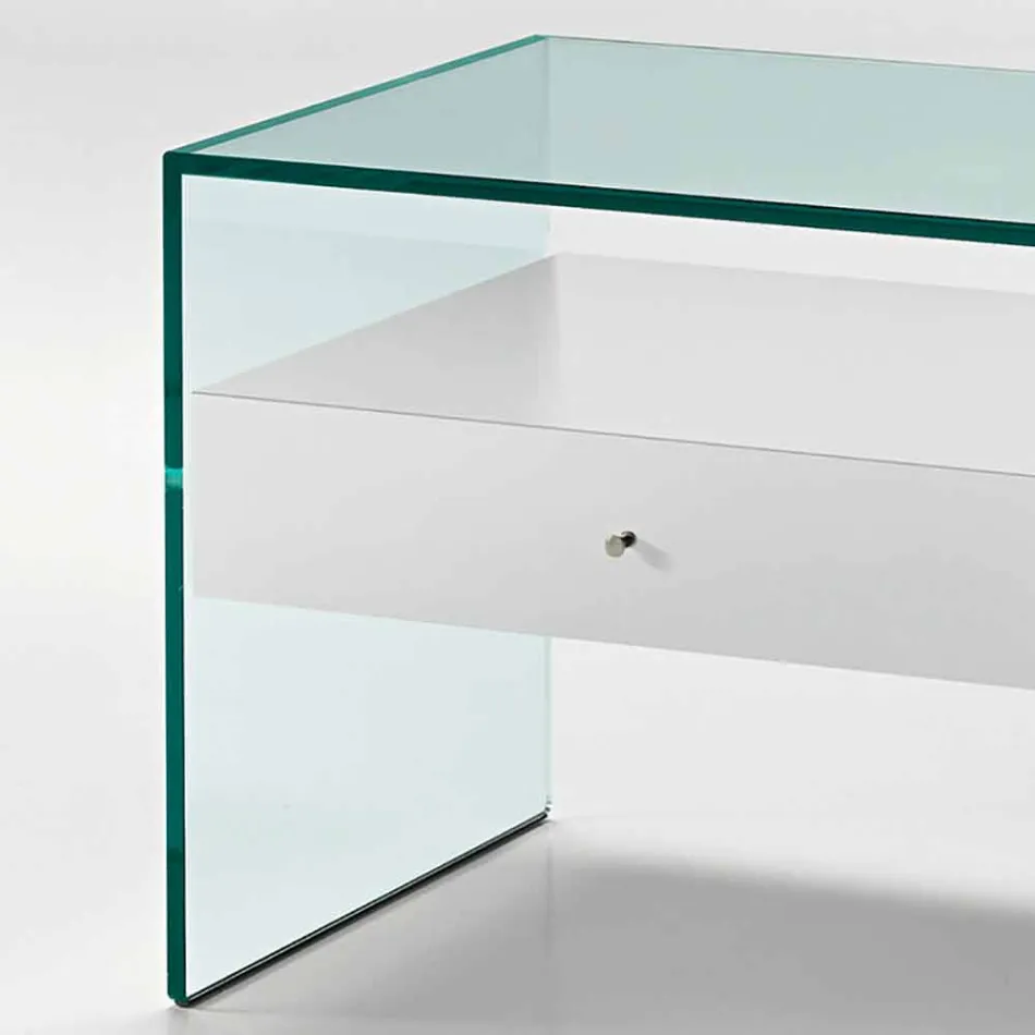 Nattbord i moderne design i ekstra klart glas Made in Italy - Secret Viadurini