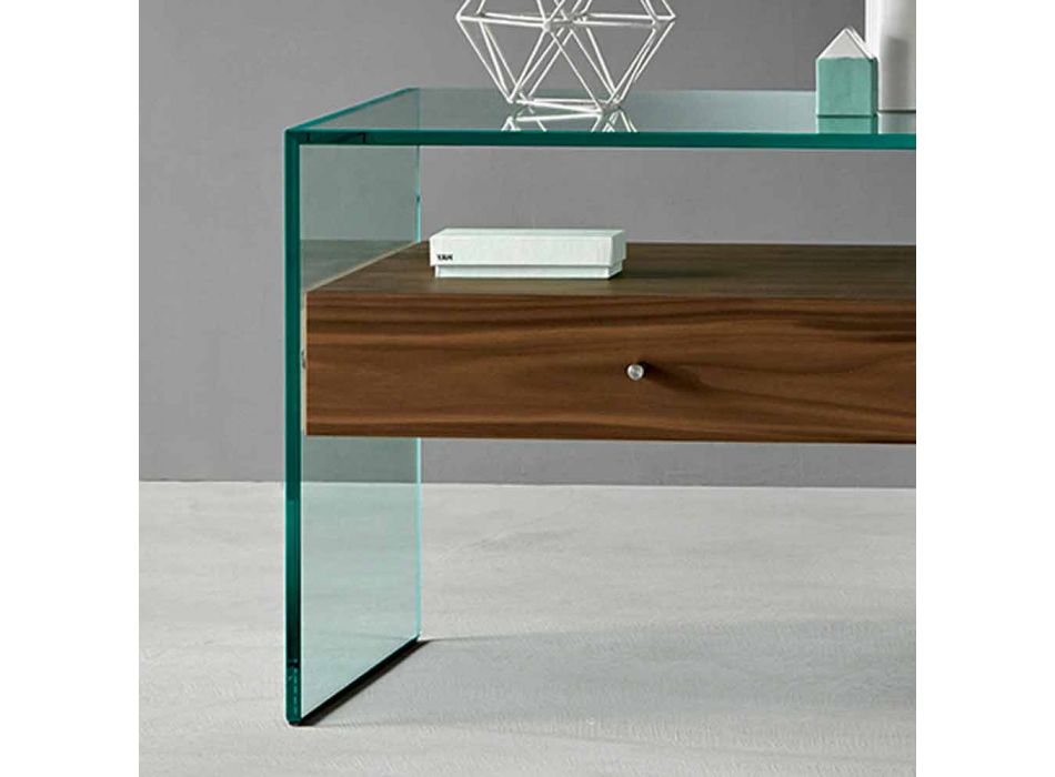 Nattbord i moderne design i ekstra klart glas Made in Italy - Secret Viadurini