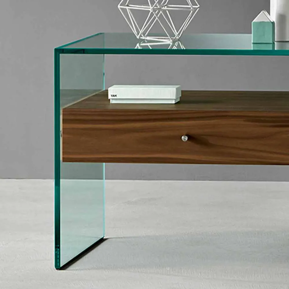 Nattbord i moderne design i ekstra klart glas Made in Italy - Secret Viadurini
