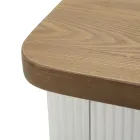 Natbord af træ dekoreret med relieflinjer med skuffe og hylde - Rachel Viadurini