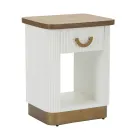 Natbord af træ dekoreret med relieflinjer med skuffe og hylde - Rachel Viadurini