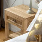 Sengebord i massivt teaktræ med 1 skuffe - Penca Viadurini