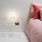 Sengebord med gennemsigtig LED lys lyser berøring Adelia Viadurini