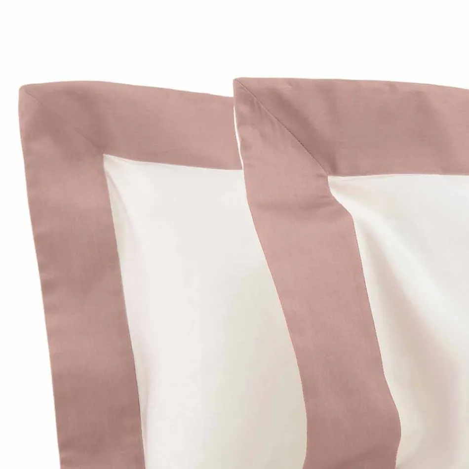 Satinarkssæt til dobbeltseng med farvede kanter - Hyacint Viadurini