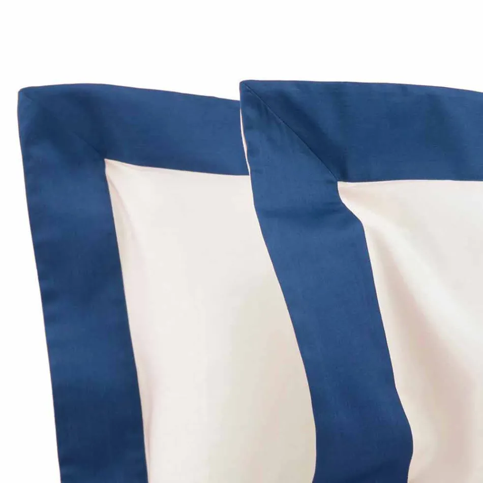 Satinarkssæt til dobbeltseng med farvede kanter - Hyacint Viadurini