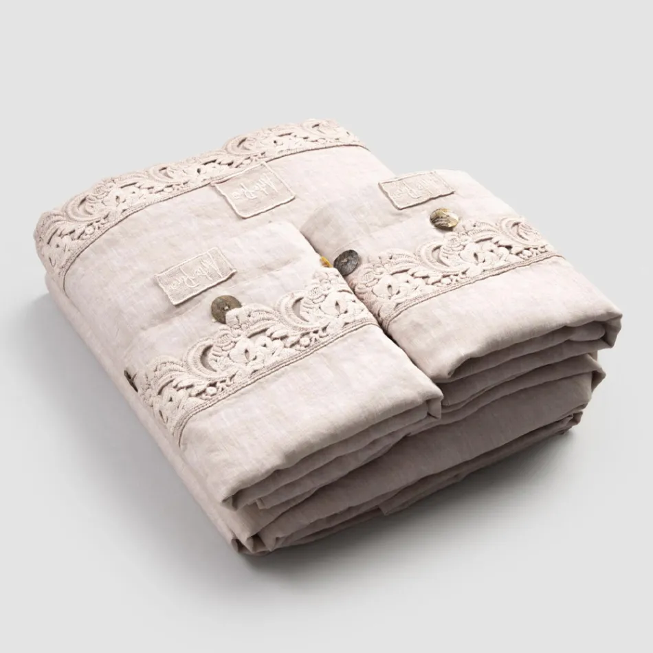 Dobbelt lagensæt i lys hør og armonia blonder 2 farver - Dettox Viadurini