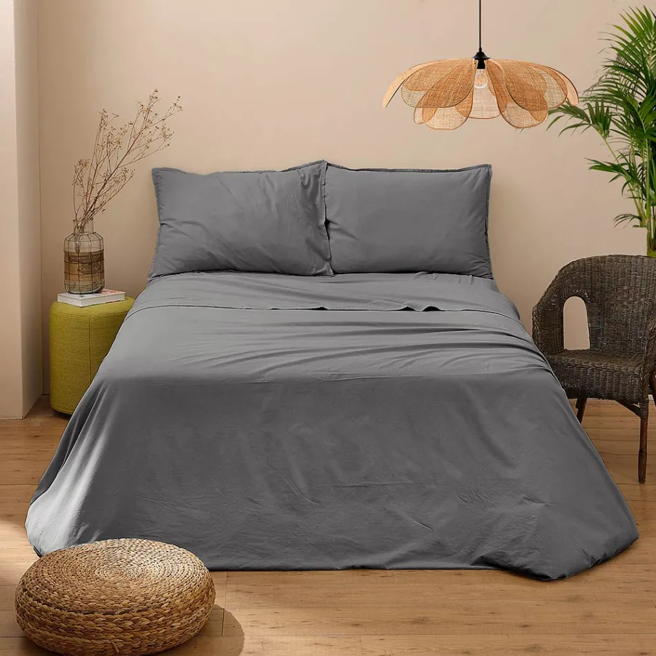 Dobbeltseng komplet i ren bomuld, farvet og skygget - delikatesse Viadurini