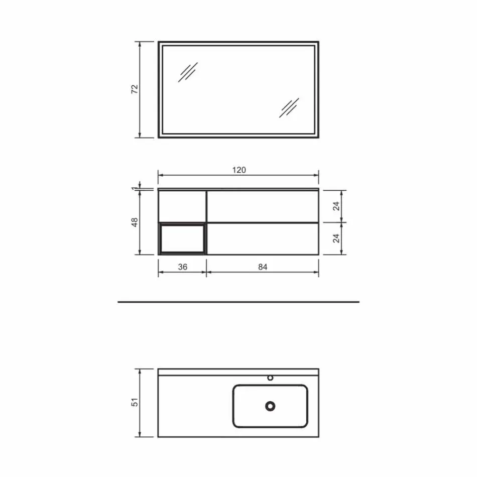 Komposition 2 Suspenderede badeværelsesmøbler i platinlakeret Mdf, luksus - Renga Viadurini