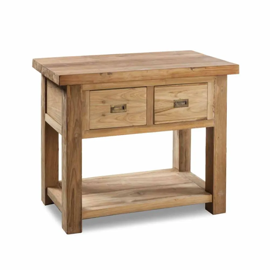 Sammensætning 3 Badeværelsesmøbler i teaktræ med harpiksvask - Essence Viadurini