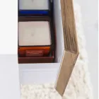 Sammensætning 3 Badeværelsesmøbler i teaktræ og Hi Macs® - talkum Viadurini