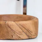 Sammensætning 3 Badeværelsesmøbler i teaktræ og Hi Macs® - talkum Viadurini