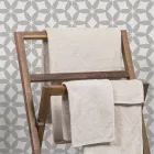 Sammensætning 3 Badeværelsesmøbler i teaktræ og Hi Macs® - talkum Viadurini